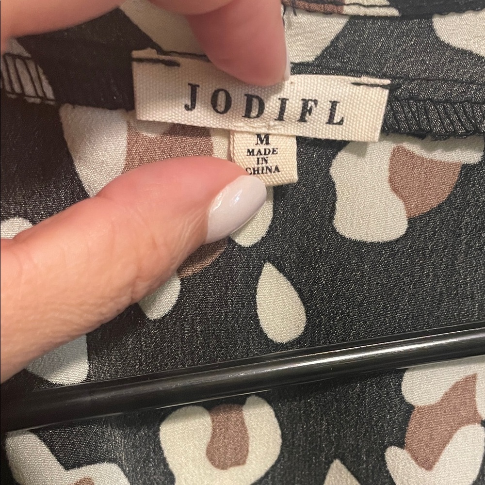 JODIFL Black and Brown Leopard Print Blouse - Picture 2 of 3